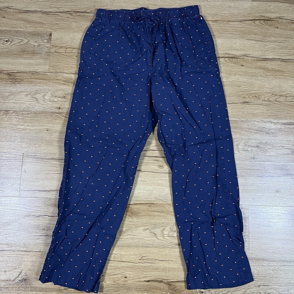 Tommy Hilfiger Navy Logo‎ Pajama Lounge Pants Elastic Waist Drawstring S